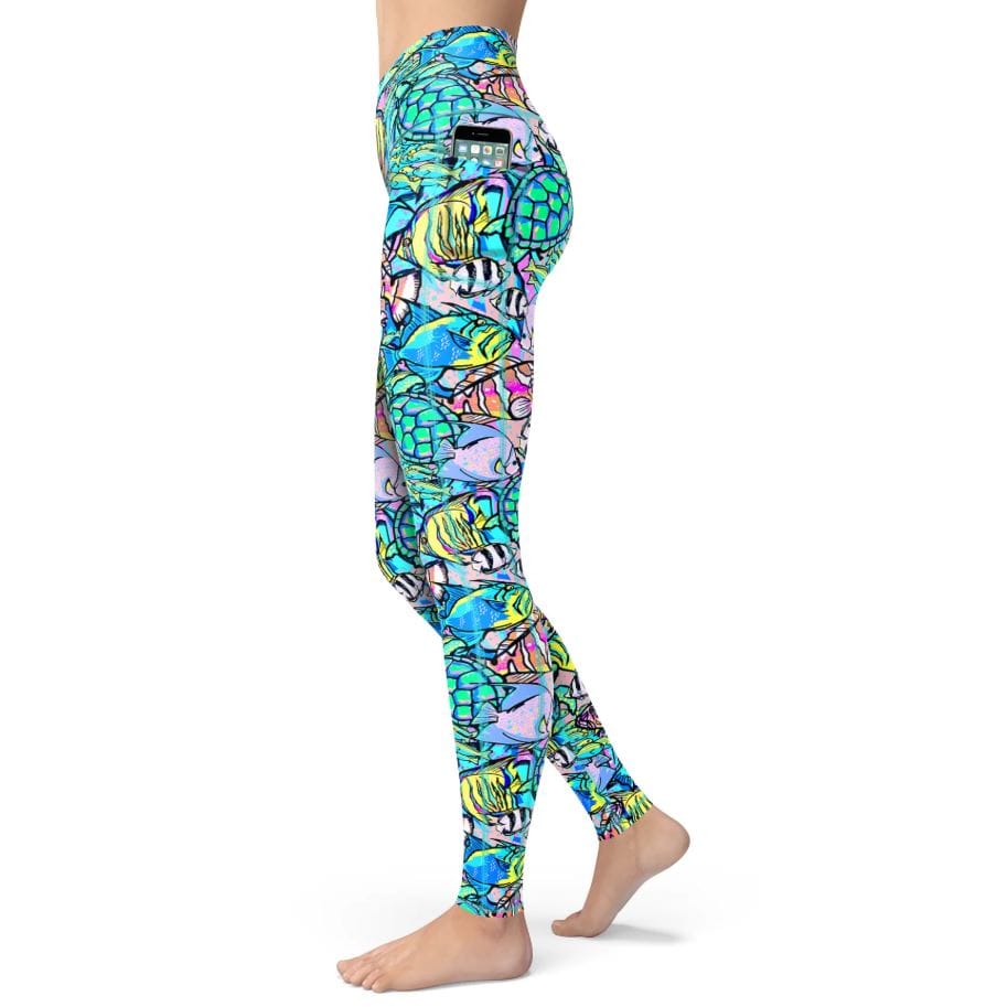 Spacefish Army - Neon Fish Frenzy Contour Leggings - Image 3