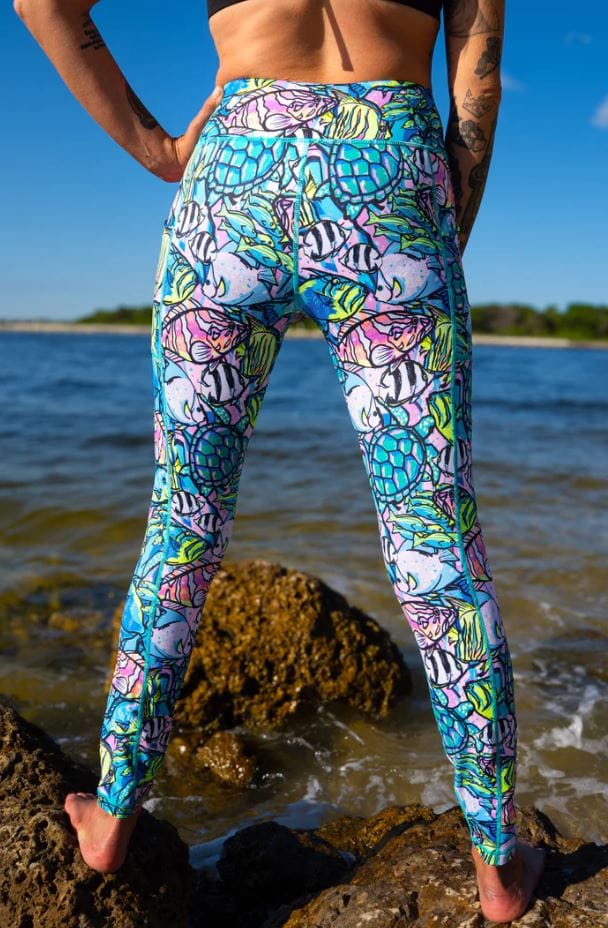 Spacefish Army - Neon Fish Frenzy Contour Leggings - Image 4