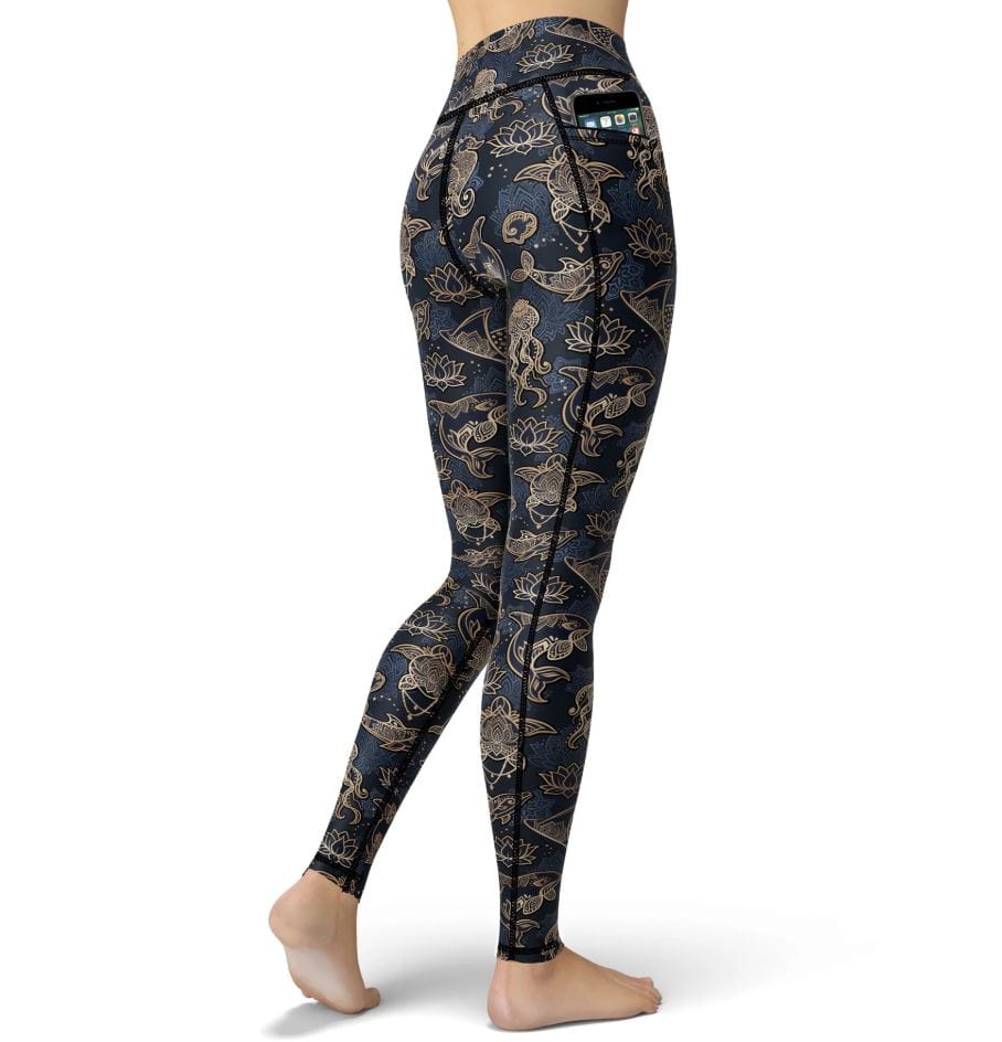 Spacefish Army - Ocean Mandala Contour Leggings - Image 3